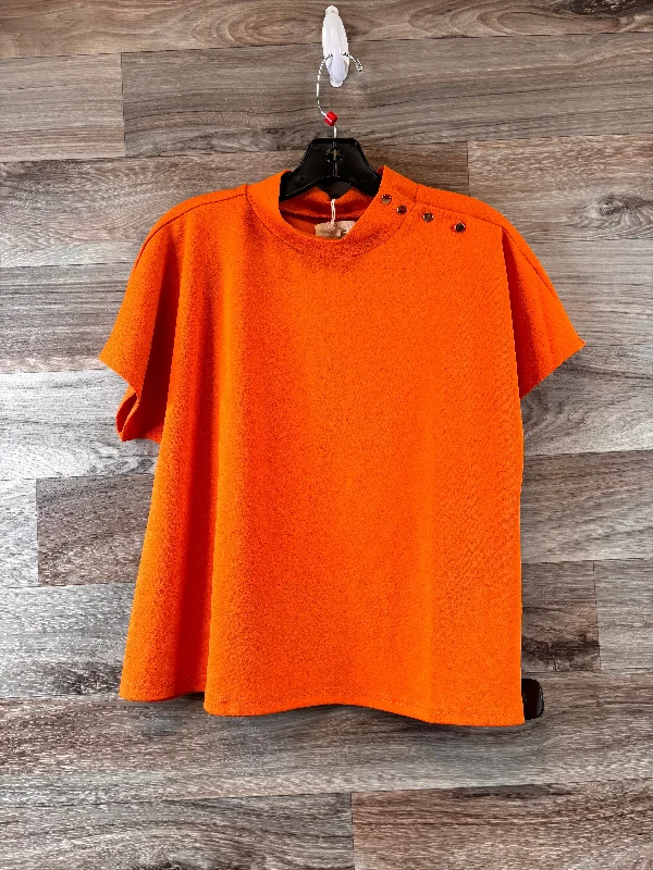 women's T-shirts with round necksOrange Top Short Sleeve Melloday, Size M