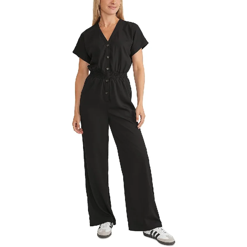 women's chic jumpsuitsMarine Layer Womens V-Neck Gathered Waist Jumpsuit