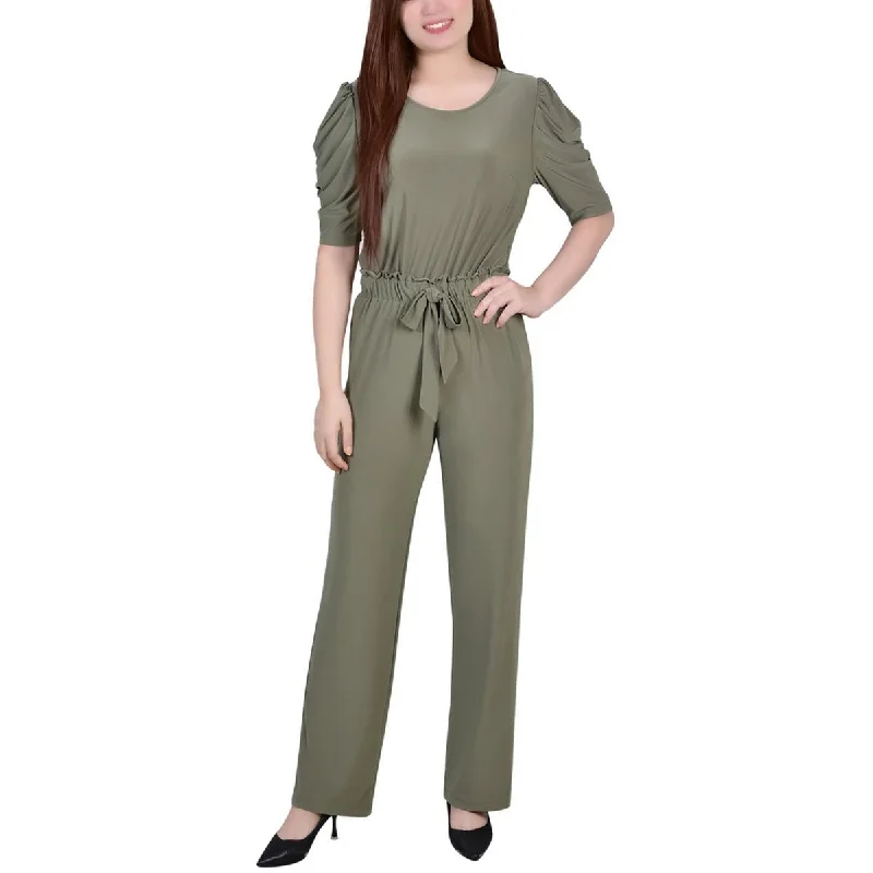 women's jumpsuits with self-ties at the waistNY Collection Womens   Dressy Front Bow Jumpsuit