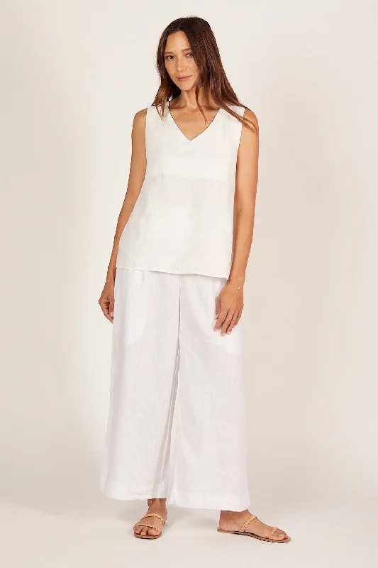 women's high-performance dressy skirtsLiliana Linen Wide Leg Pant in White