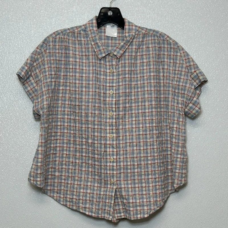 women's T-shirts with moisture-wicking fabricPlaid Top Short Sleeve Madewell, Size S