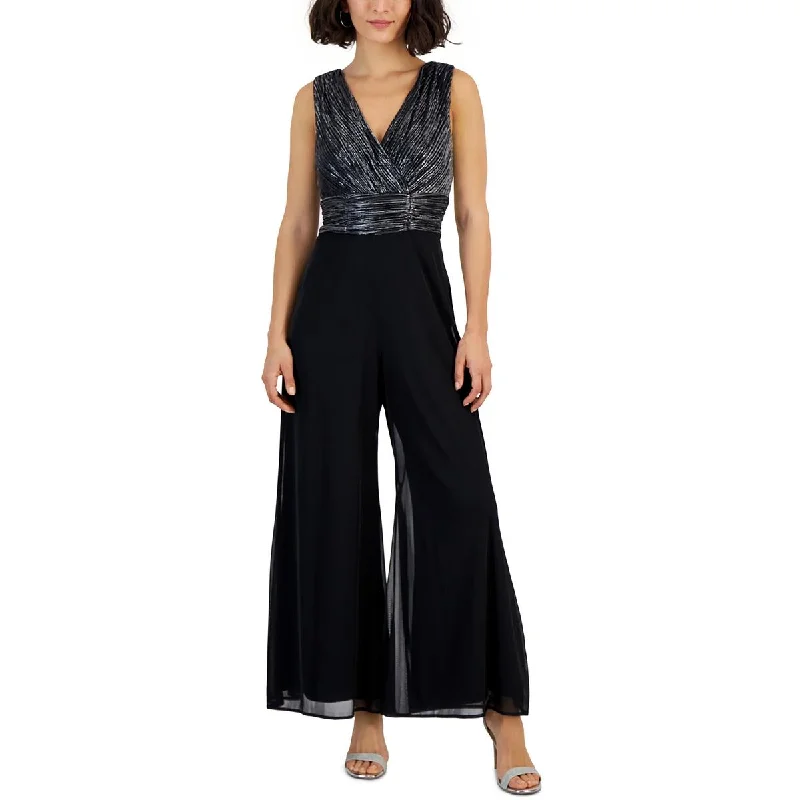 women's elegant jumpsuitsConnected Apparel Womens Petites Metallic Jumpsuit