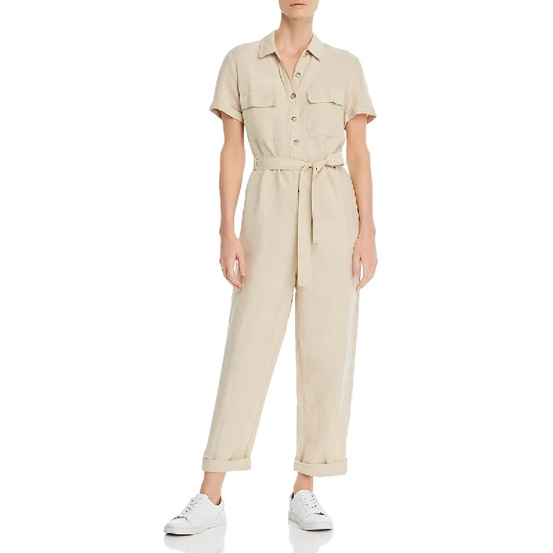 women's jumpsuits with metallic finishesRails Womens Belted Short SLeeve Jumpsuit