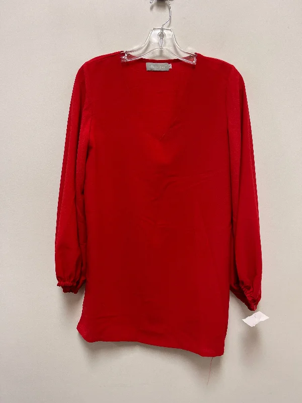 women's long sleeve tops with geometric patternsTunic Long Sleeve By Clothes Mentor In Red, Size: S