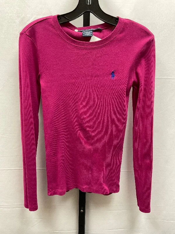 women's long sleeve tops with artistic printsTop Long Sleeve By Ralph Lauren In Purple, Size: Xs