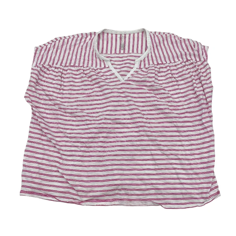 women's T-shirts with limited-edition designsPINK & WHITE ST JOHNS BAY TOP SS BASIC, Size 2X