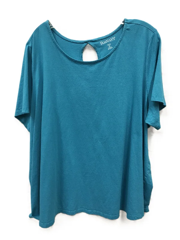 affordable women's T-shirtsBlue Top Short Sleeve By Roamans, Size: 2x