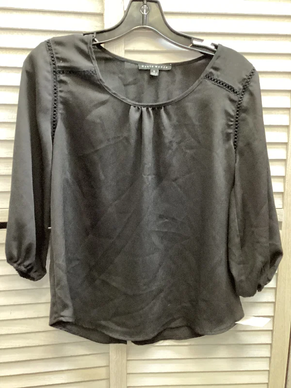 women's long sleeve tops with distressed finishesTop Long Sleeve By Haute Monde In Black, Size: S