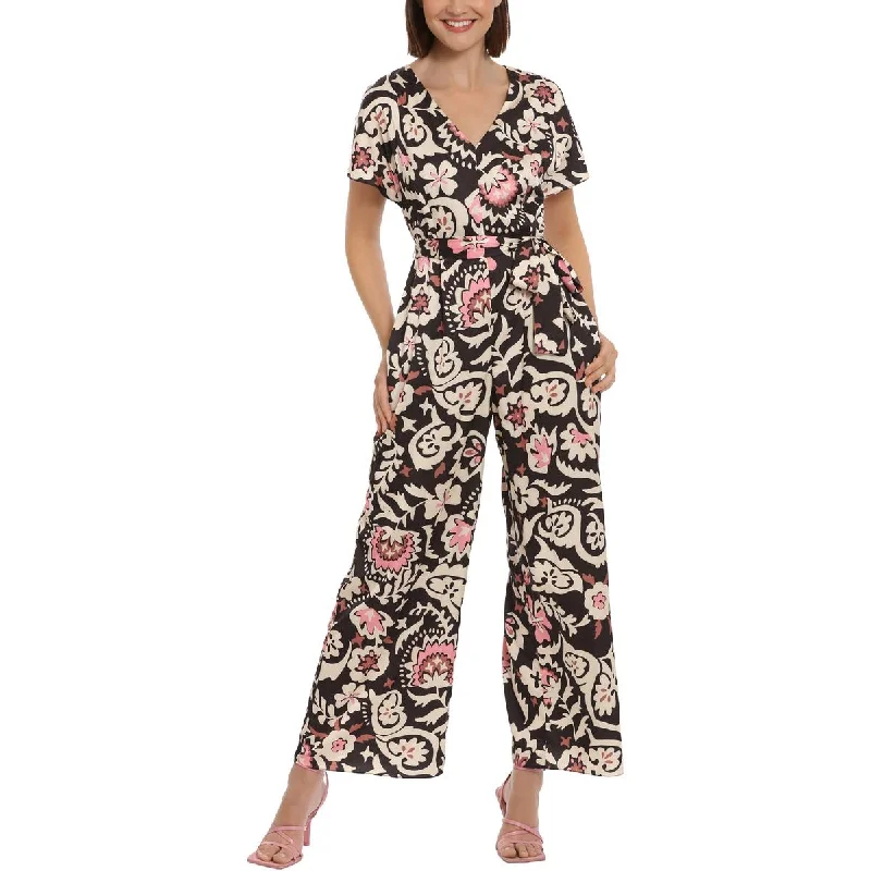 women's jumpsuits with solid colorsDonna Morgan Womens Charmeuse Wide Leg Jumpsuit