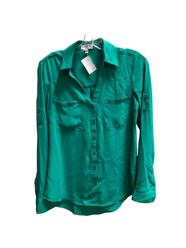 women's long sleeve tops with sheer sleevesTop Long Sleeve By Express In Green, Size: S