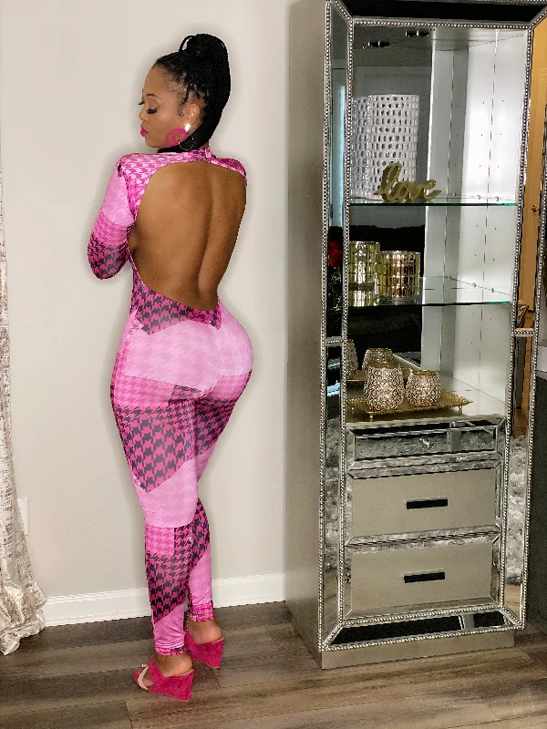 women's jumpsuits made of velvetPink no Panther Jumpsuit