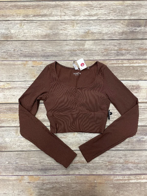 women's long sleeve tops with cold-shoulder designsTop Long Sleeve By Worth Ny In Brown, Size: S