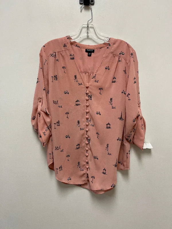 women's long sleeve tops with floral printsTop Long Sleeve By Torrid In Pink, Size: L