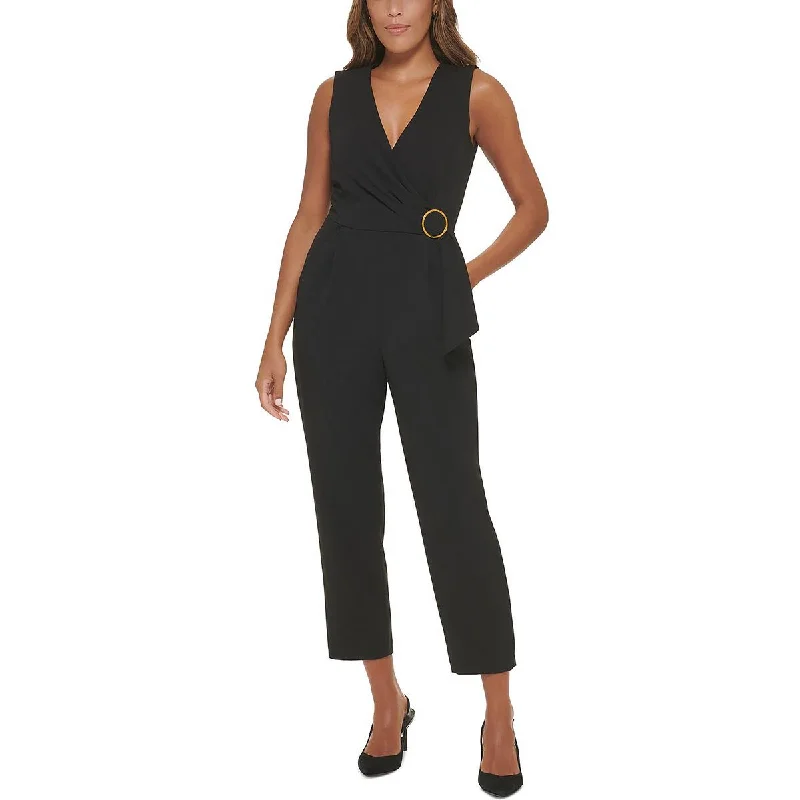 women's dressy jumpsuitsCalvin Klein Womens Crepe Sleeveless Jumpsuit