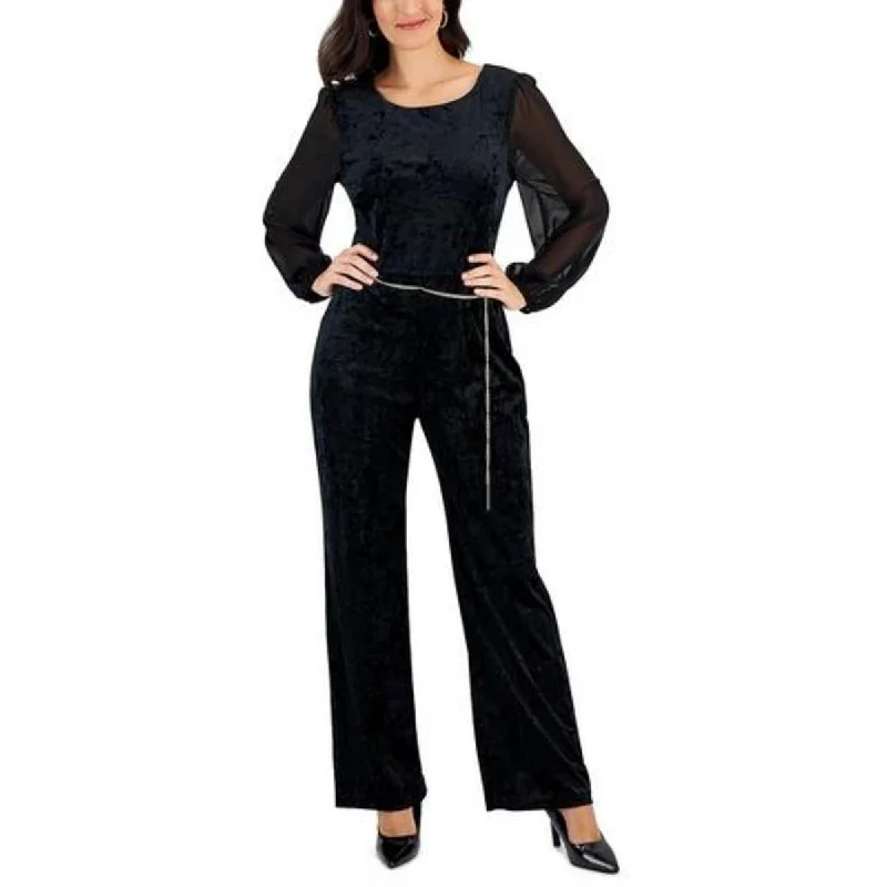 women's jumpsuits for moisture-wicking materialsConnected Apparel Womens Petites Velvet Jumpsuit