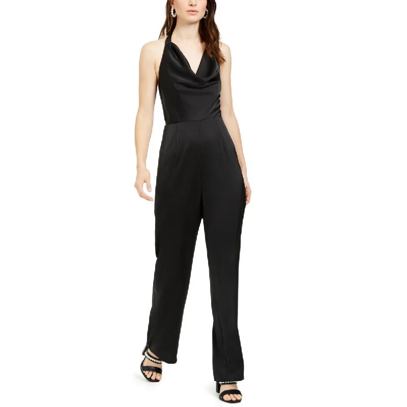 women's jumpsuits with V-necks19 Cooper Womens One Shoulder Cowl Neck Jumpsuit