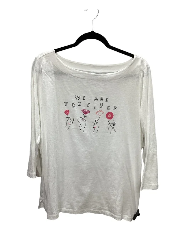 women's long sleeve tops with limited-edition designsTop Long Sleeve Basic By Loft In White, Size: Xl