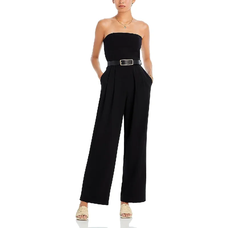 women's jumpsuits with flutter sleevesWAYF Womens Lexie Strapless Wide Leg Jumpsuit