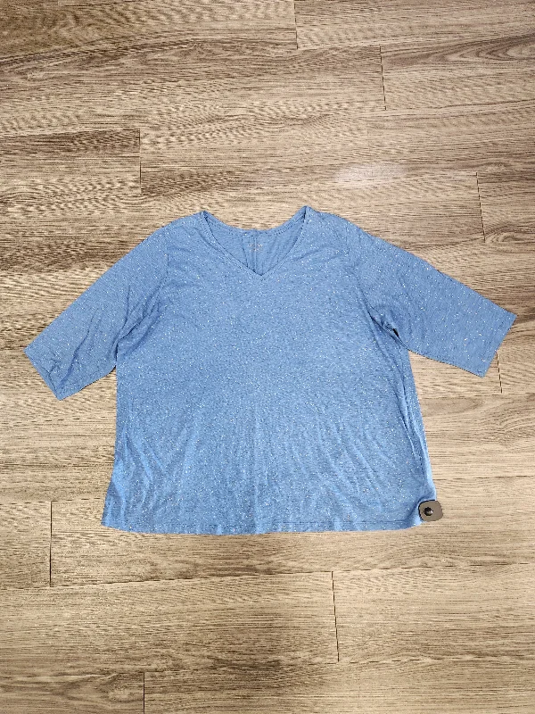 women's long sleeve tops with sheer sleevesTop Long Sleeve By Catherines In Blue, Size: 2x