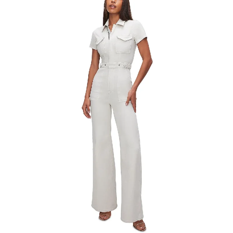 women's jumpsuits for stylish and functional fashionGood American Womens Denim Wide Leg Jumpsuit