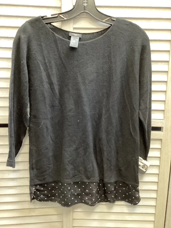 women's long sleeve tops with bleach-splatter designsTop Long Sleeve By Ann Taylor In Black, Size: S