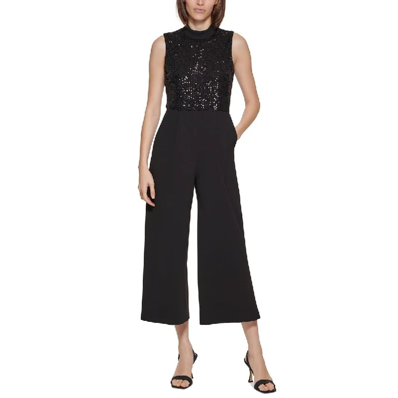 women's jumpsuits for machine-washable fabricsCalvin Klein Womens Sequined Sleeveless Jumpsuit