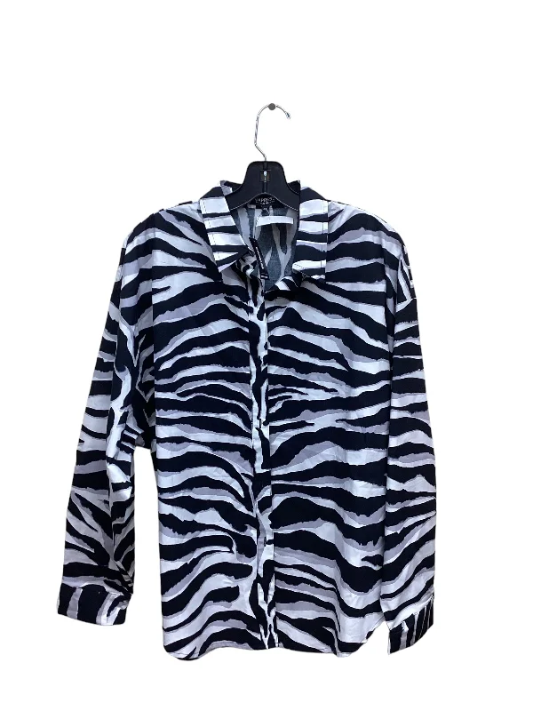 women's long sleeve tops with moisture-wicking materialTop Long Sleeve By Express In Animal Print, Size: L