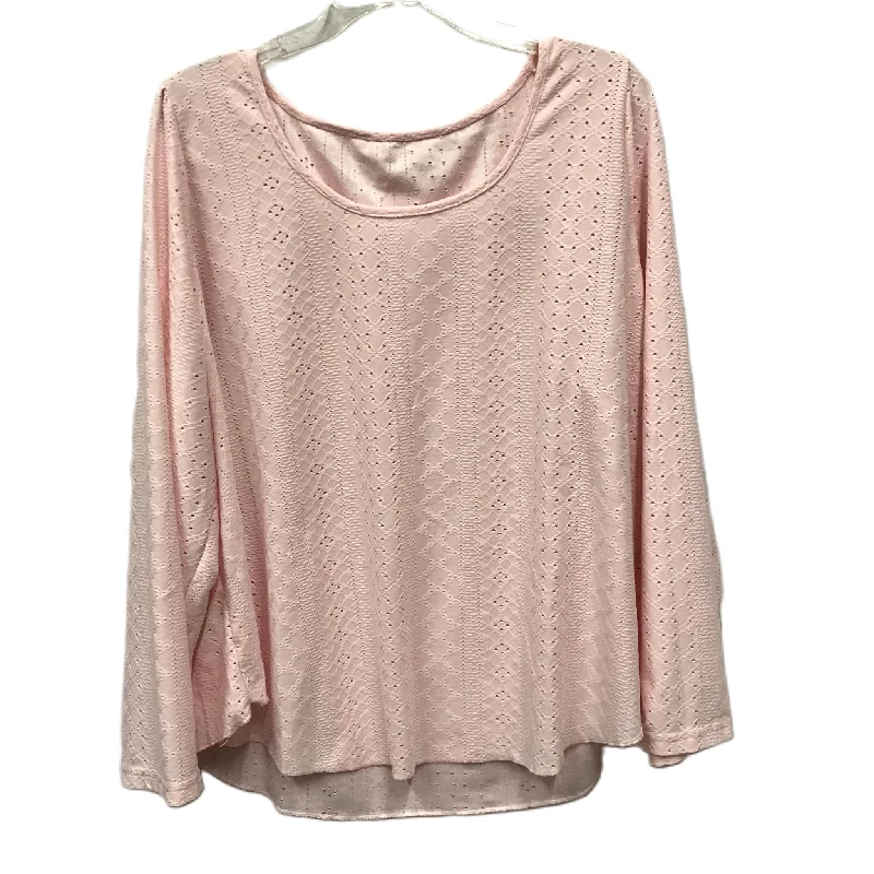 women's long sleeve tops with relaxed fitsTop Long Sleeve By Shein In Pink, Size: 3x