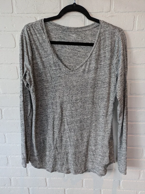 women's long sleeve tops with lace detailsTop Long Sleeve Basic By Old Navy In Grey, Size: M