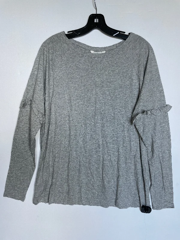 women's long sleeve tops with athletic fitsTop Long Sleeve Basic By Sundance In Grey, Size: Xl