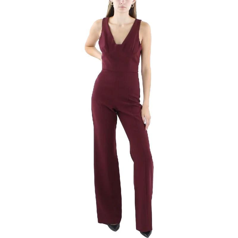 women's jumpsuits with pocketsBlack Halo Womens V-Neck Sleeveless Jumpsuit