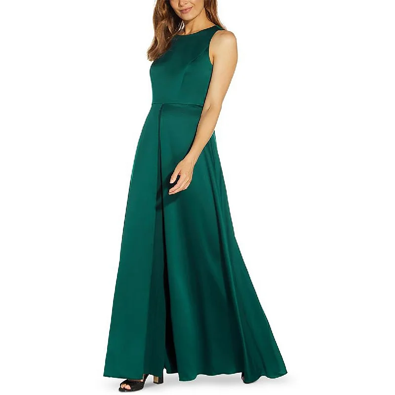 women's jumpsuits for effortless eleganceAdrianna Papell Womens Petites Satin Wide Leg Jumpsuit