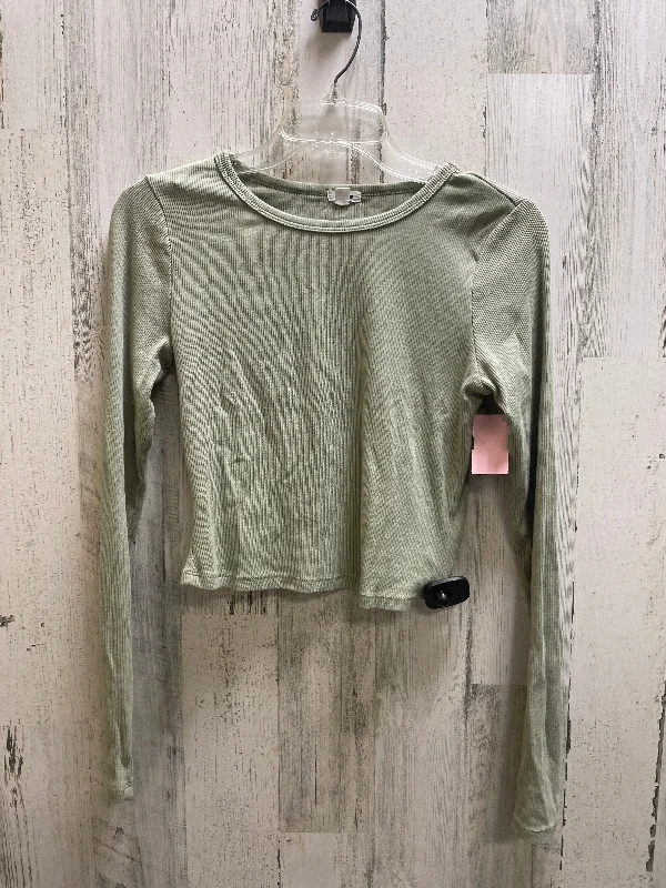 women's long sleeve tops with distressed finishesTop Long Sleeve By Garage In Green, Size: M