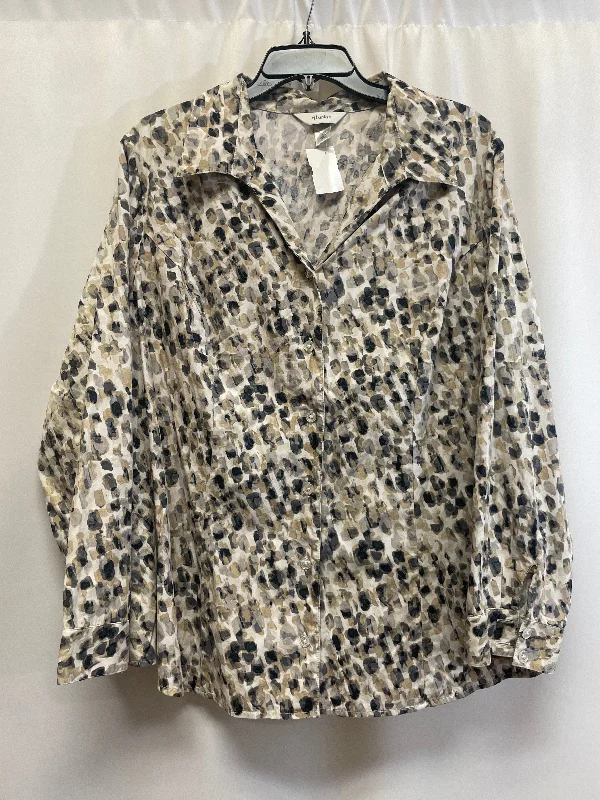 women's long sleeve tops with rufflesTop Long Sleeve By Cj Banks In Cream, Size: 2x