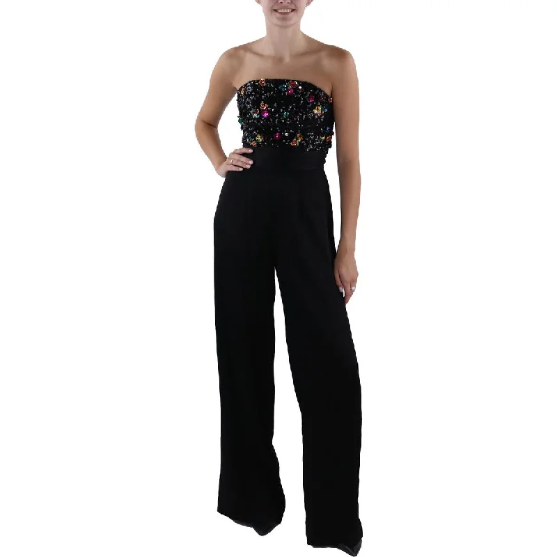 women's jumpsuits with cinched waistsRamy Brook Womens Johanna Sequined Strapless Jumpsuit