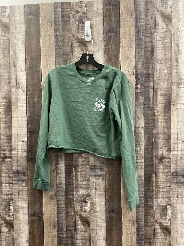 women's long sleeve tops with artistic printsTop Long Sleeve By Vans In Green, Size: L