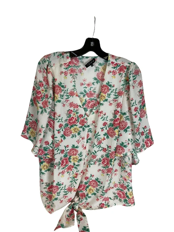 women's T-shirts with wrinkle-resistant materialFloral Print Top Short Sleeve 1.state, Size 2x