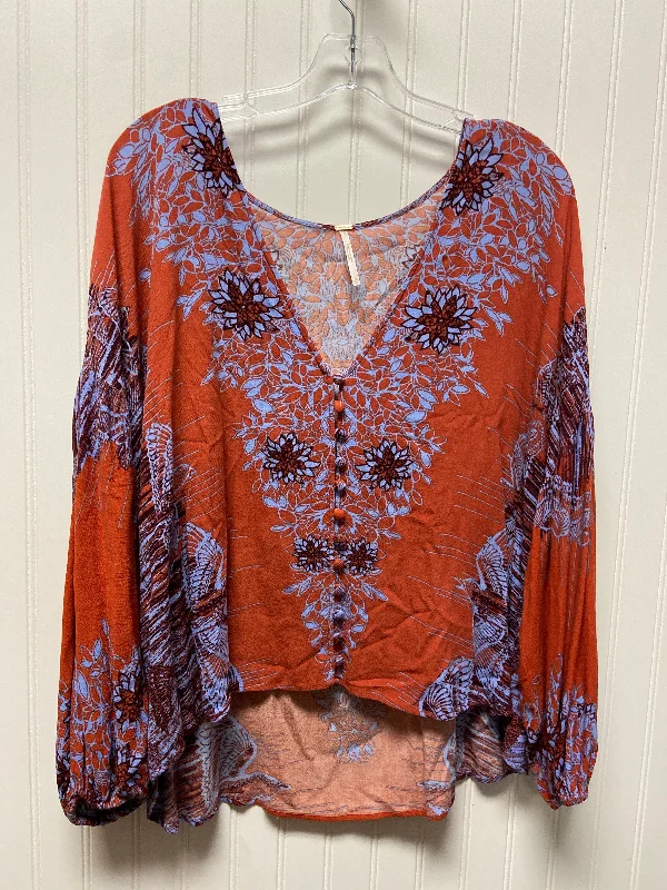 women's long sleeve tops with sustainable fabricTop Long Sleeve By Free People In Orange, Size: M