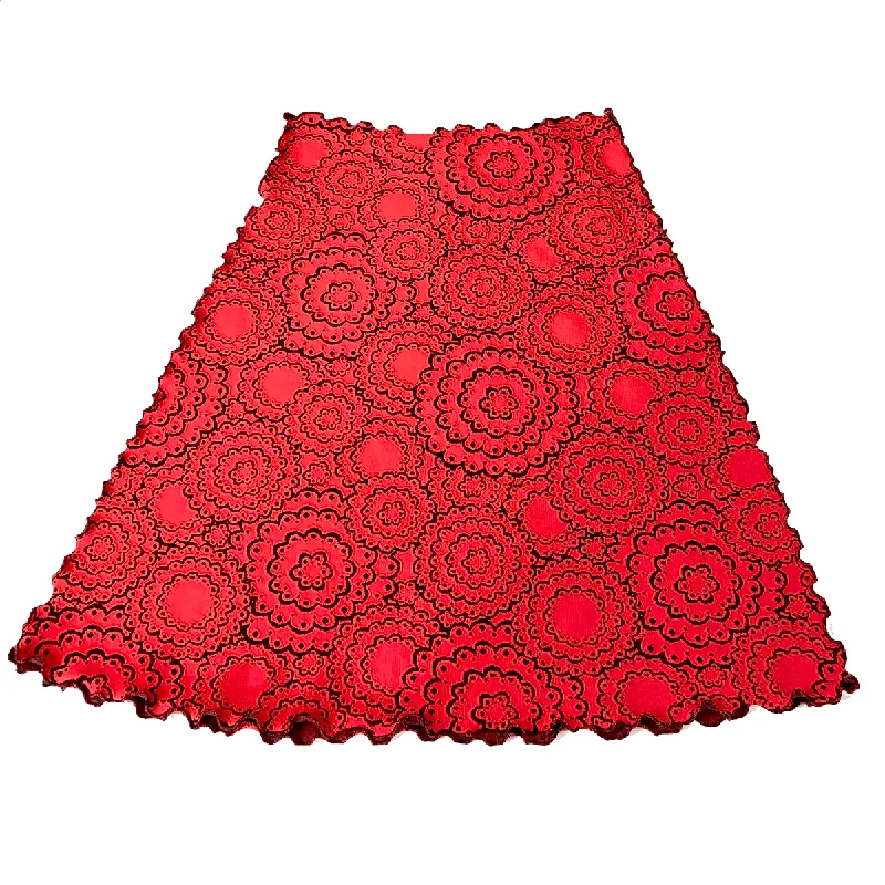 women's fitted skirtsRococco Red Doily Jacquard Knit Bias Skirt