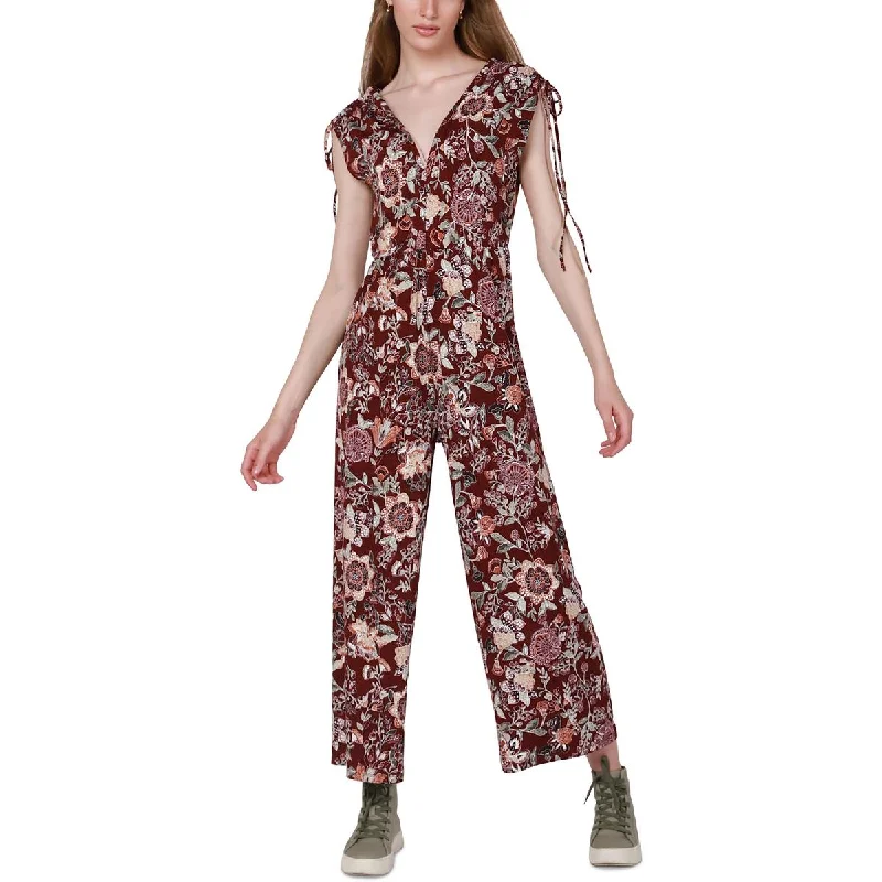 women's jumpsuits with bow tiesBlack Tape_ Womens Floral Wide Leg Jumpsuit