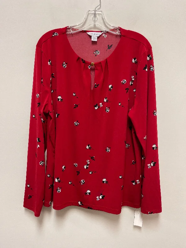 women's long sleeve tops with plus-size optionsTop Long Sleeve By Liz Claiborne In Red, Size: 2x