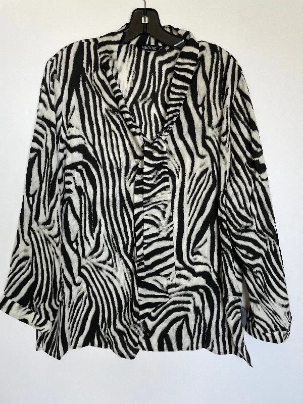 women's long sleeve tops for special occasionsTop Long Sleeve By Misook In Zebra Print, Size: Xl