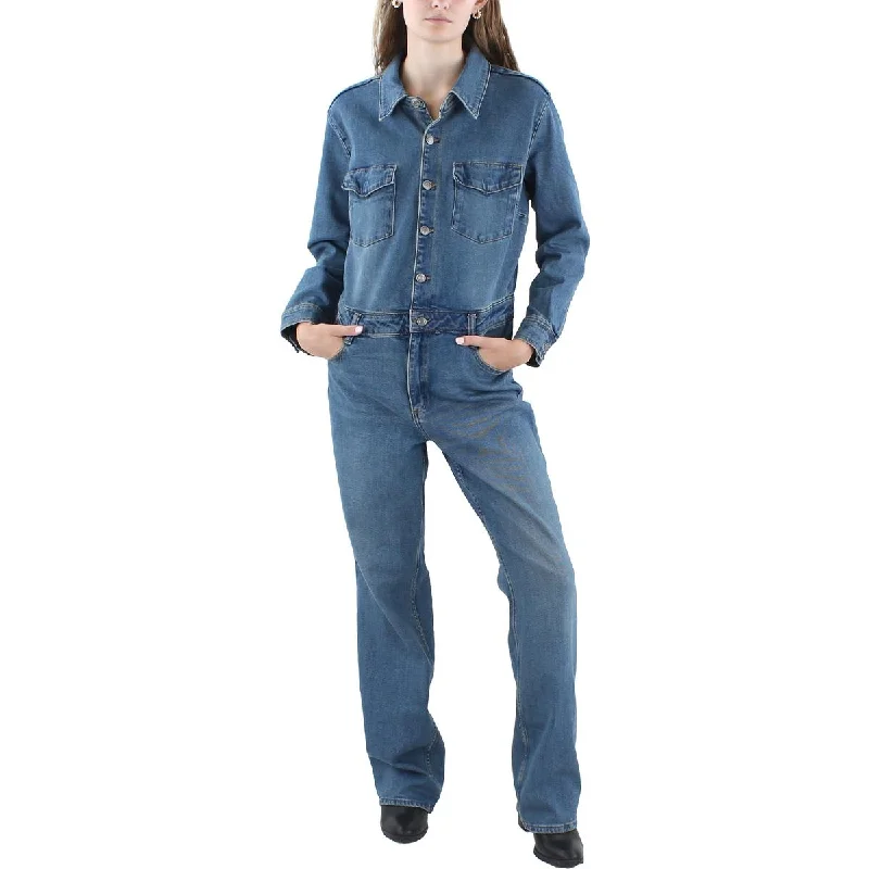 women's jumpsuits made of cottonMNG Womens Judith Denim Long Sleeve Jumpsuit