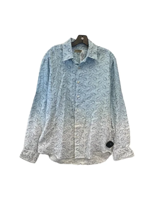 women's long sleeve tops made of silkTop Long Sleeve By Clothes Mentor In Blue & White, Size: M