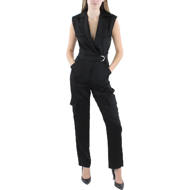 women's jumpsuits with metallic finishesSIMKHAI Womens V-Neck  Jumpsuit