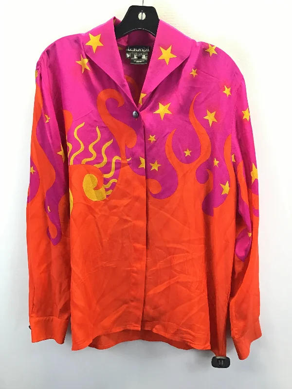 women's long sleeve tops with unique designsTop Long Sleeve By Clothes Mentor In Orange & Pink, Size: S