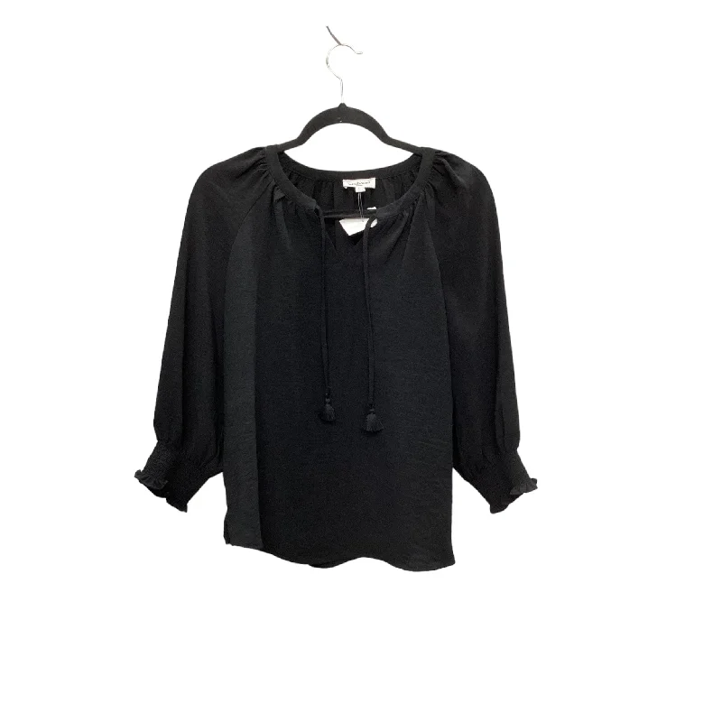 women's long sleeve tops with lace-up backsTop Long Sleeve By West Bound In Black, Size: Petite   S