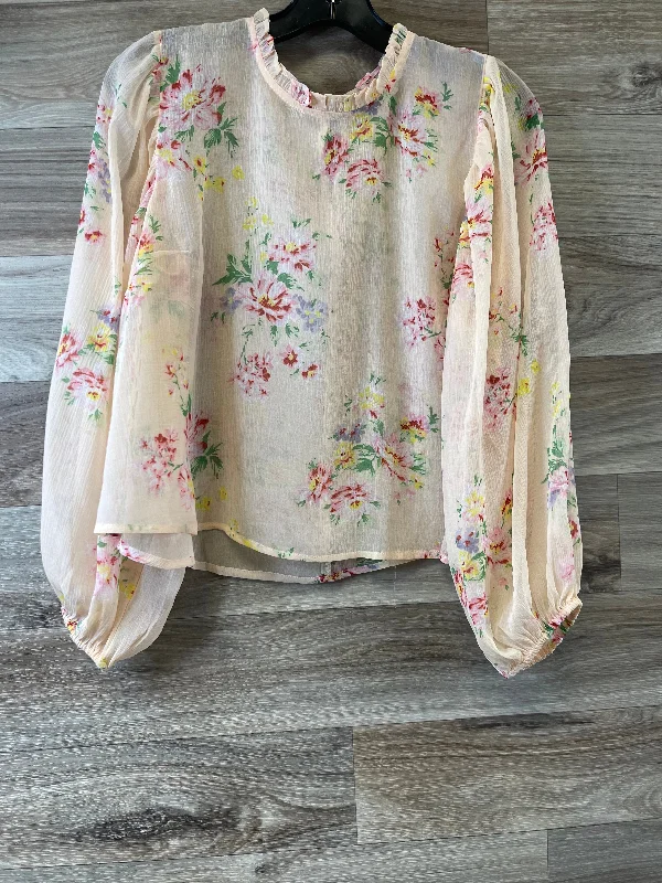 women's long sleeve tops for evening eventsTop Long Sleeve By American Eagle In Floral Print, Size: M