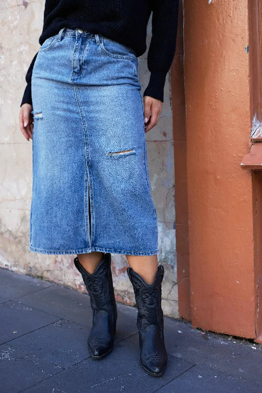 women's lace A-line skirtsAbilane Skirt - Blue Denim