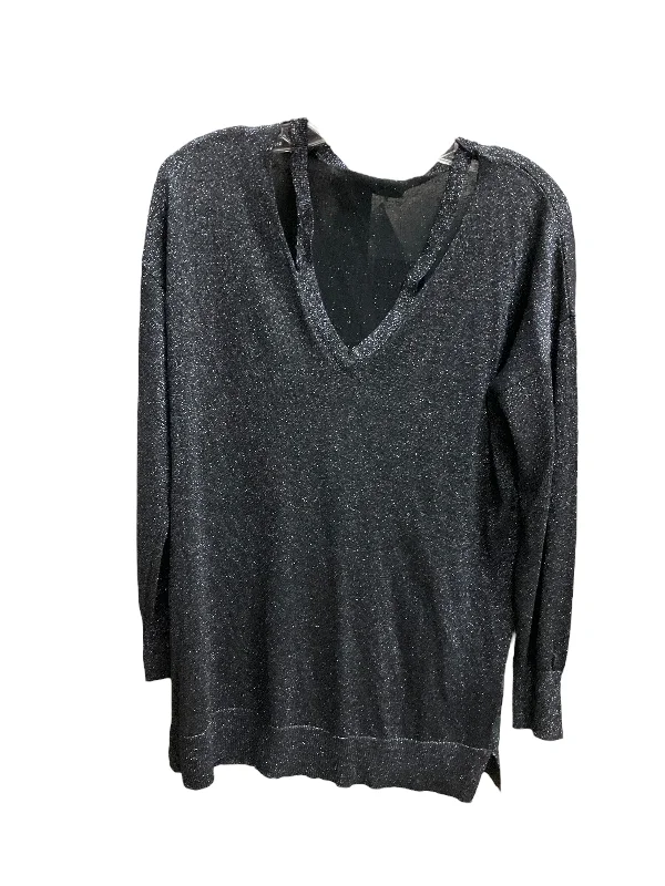 women's long sleeve tops with appliqué designsTop Long Sleeve By Top Shop In Black & Silver, Size: 6